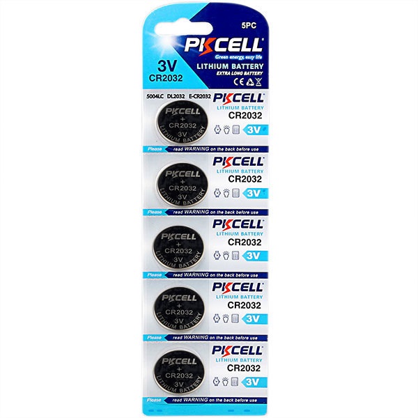 CR2032-battery-pkcell.jpg CR2032 Battery 225mAh 3V - Image 1